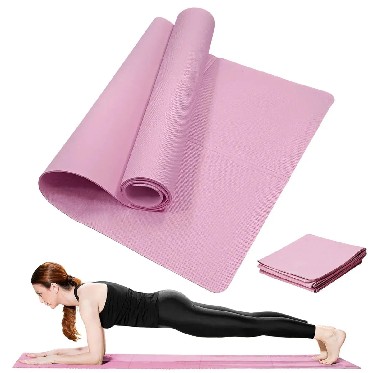 Portable EVA yoga mat for home nap and dance, 175×61cm, available in black, blue, pink, purple, 3mm or 4mm thick