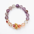 Purple crystal bracelet with 10mm beads featuring Nine Purple Good Luck design and animal zodiac motifs