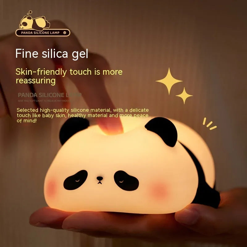 Panda-shaped silicone night light with clap control and USB charging port