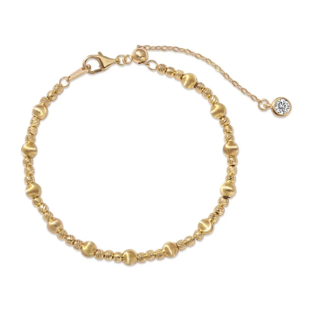 925 sterling silver carven design cat's eye brushed ball bracelet on white background