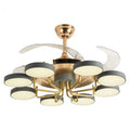Modern Nordic ceiling fan lamp with 72W LED three colour dimming, 42 inch fan, gold mould finish