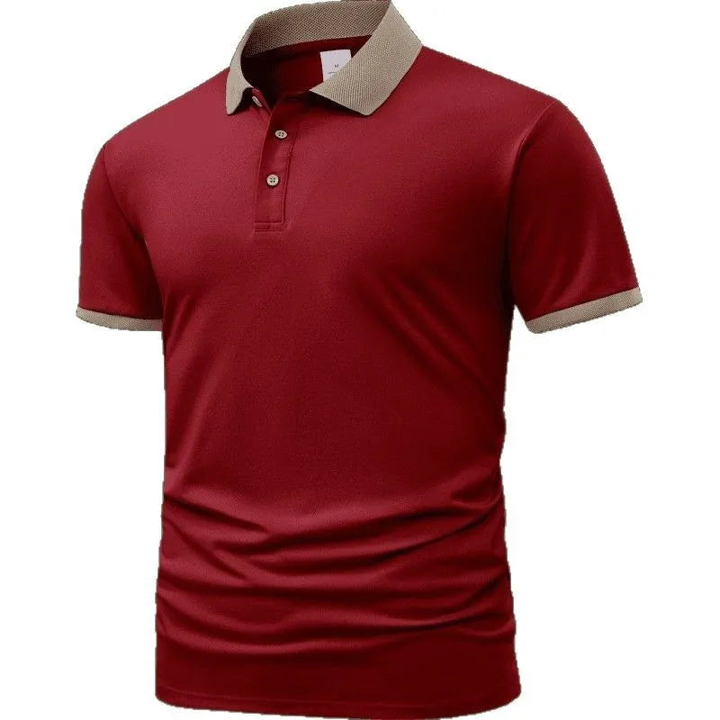 A green ice silk polo shirt with short sleeves and a flocked design on the front, laid flat.