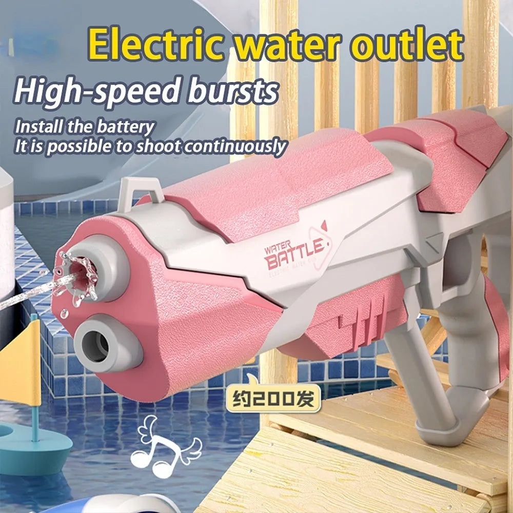 Electric automatic water gun with blue finish, 55x22x7cm, with anti-slip handle for outdoor water fights