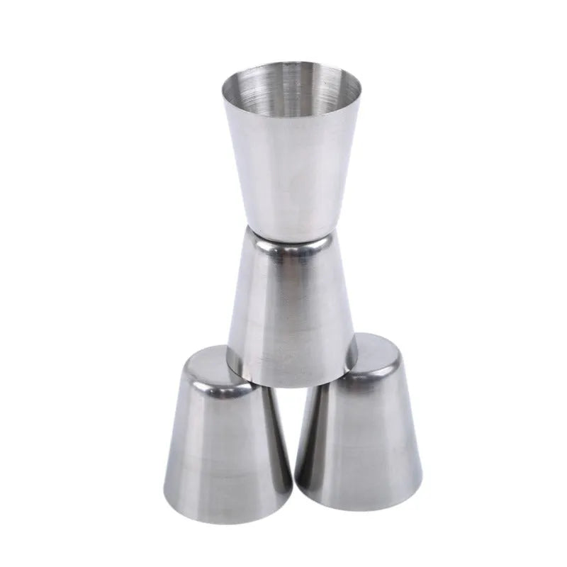 30ml stainless steel shot glass set with six cups in PU leather holder silver finish