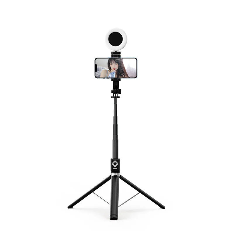 T11 aluminium alloy selfie stick with dual light for mobile phone recording, black colour option