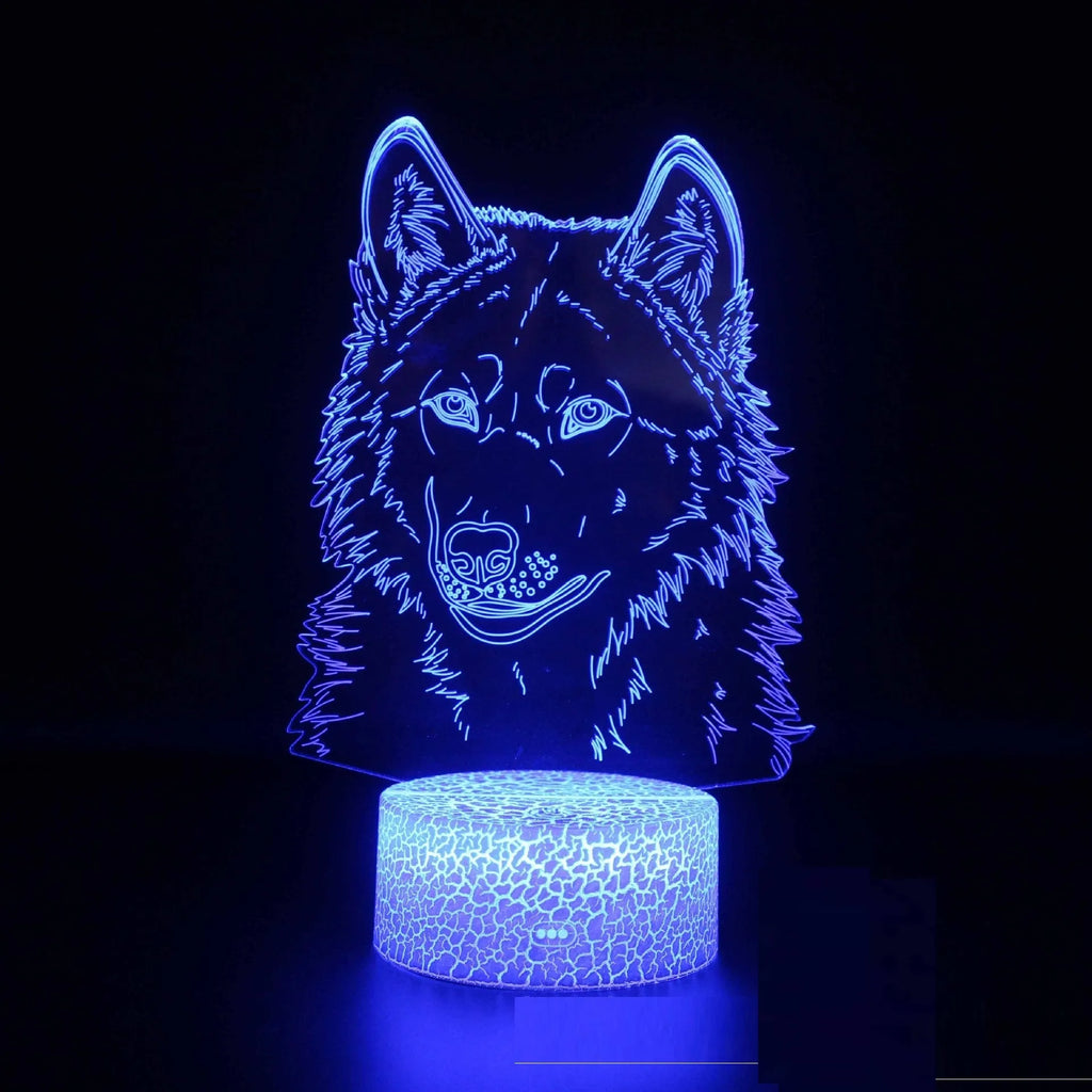 White square base LED desk lamp showing multi-colour gradient illumination on acrylic panel.