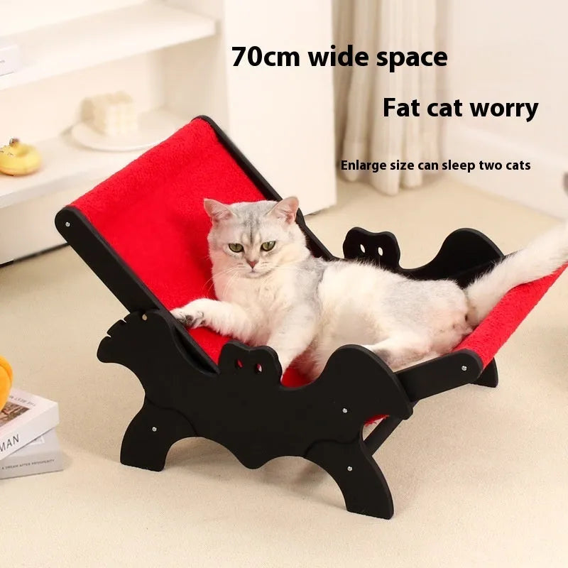 Wooden cat recliner lounge chair MW-054 in black and red Halloween colours