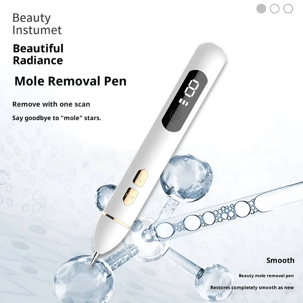 Electric home beauty laser fleck removal pen in white with USB cable and needle accessories
