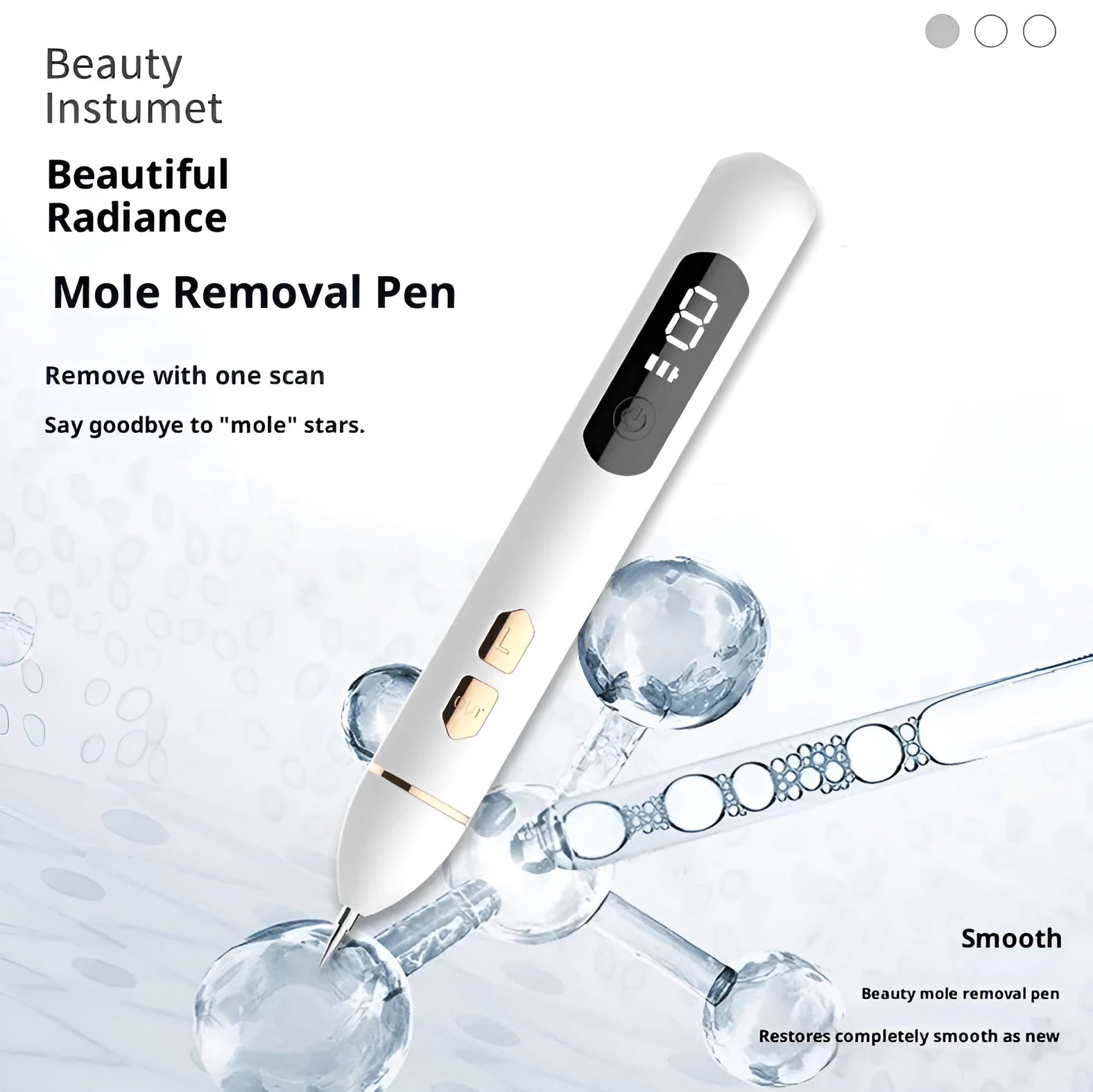 Electric home beauty laser fleck removal pen in white with USB cable and needle accessories