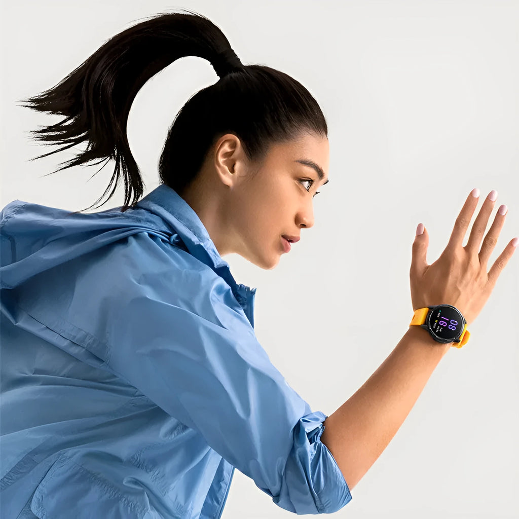 Dual band GPS smart watch with 1.43-inch touch screen display and silicone wrist strap