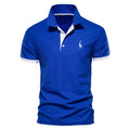 Men's slim fit deer embroidered short sleeve T-shirt in cotton blend fabric