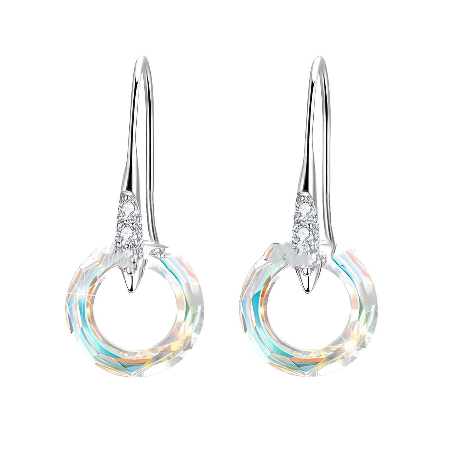 Austrian crystal S925 silver water drop earrings with diamond ear hook in purple