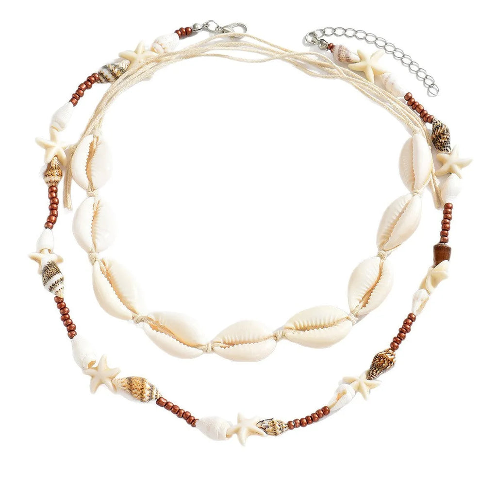Handmade geometric shell necklace for women in X1900 colour with regular chain