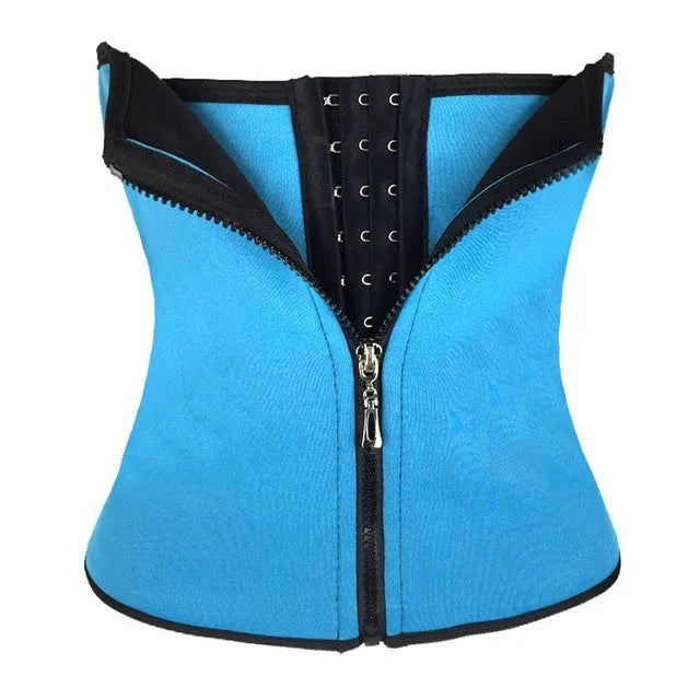 A black neoprene breasted belly band corset for women's abdominal shaping and support.