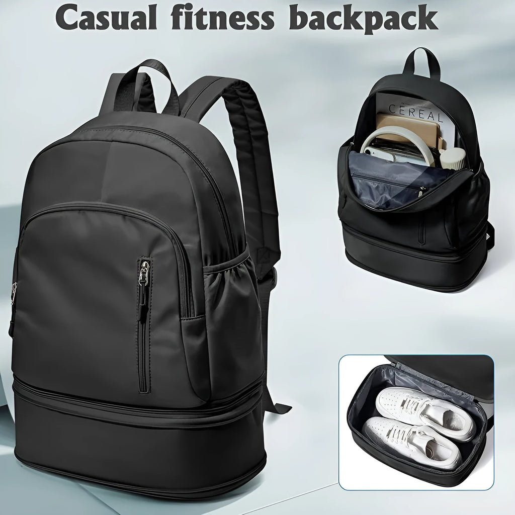 Waterproof polyester casual travel backpack with adjustable curved straps in solid colour options