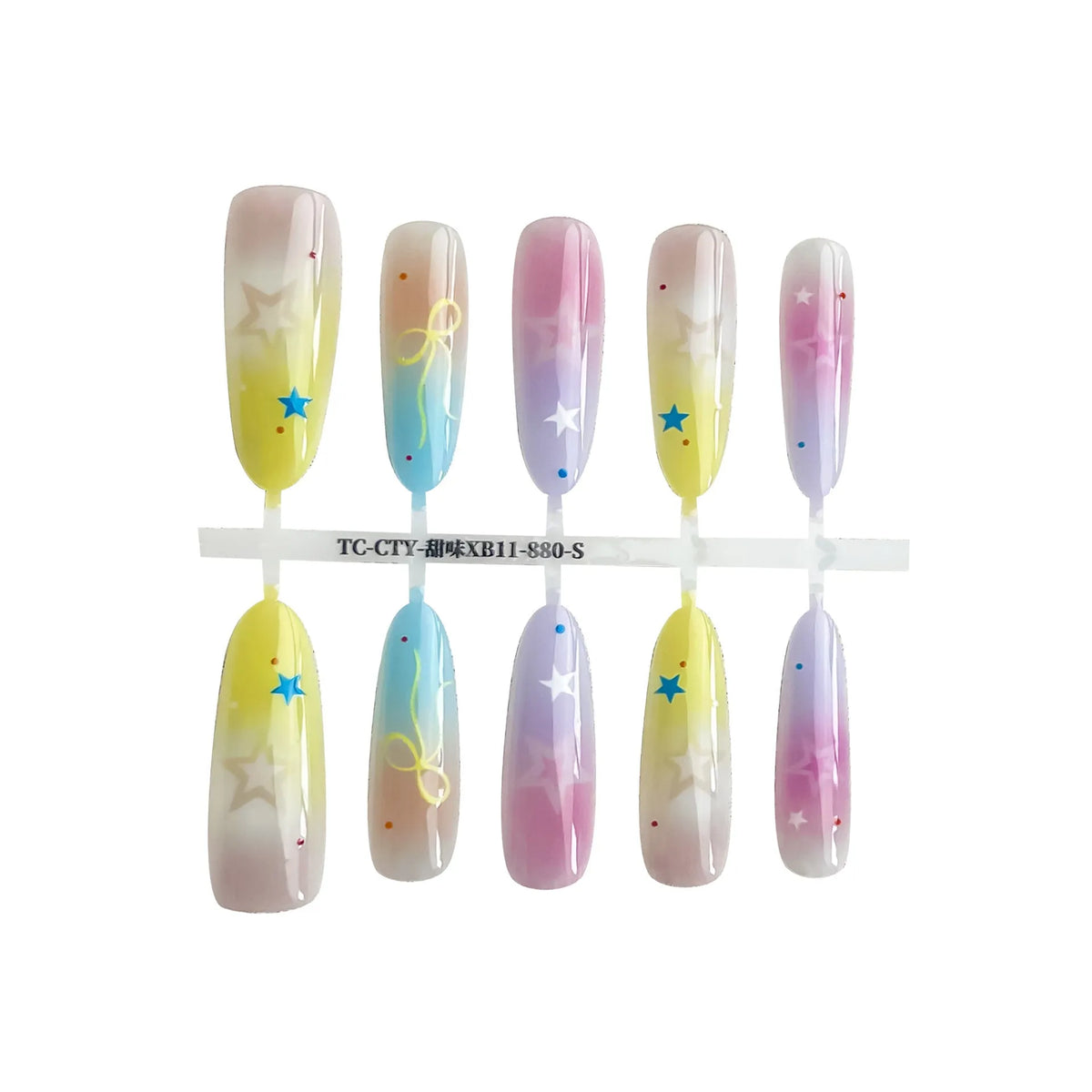 Sweet XB11-880 oval almond nail stickers by Dopamine Cartoon XINGX in frosted and glossy finishes on a white background