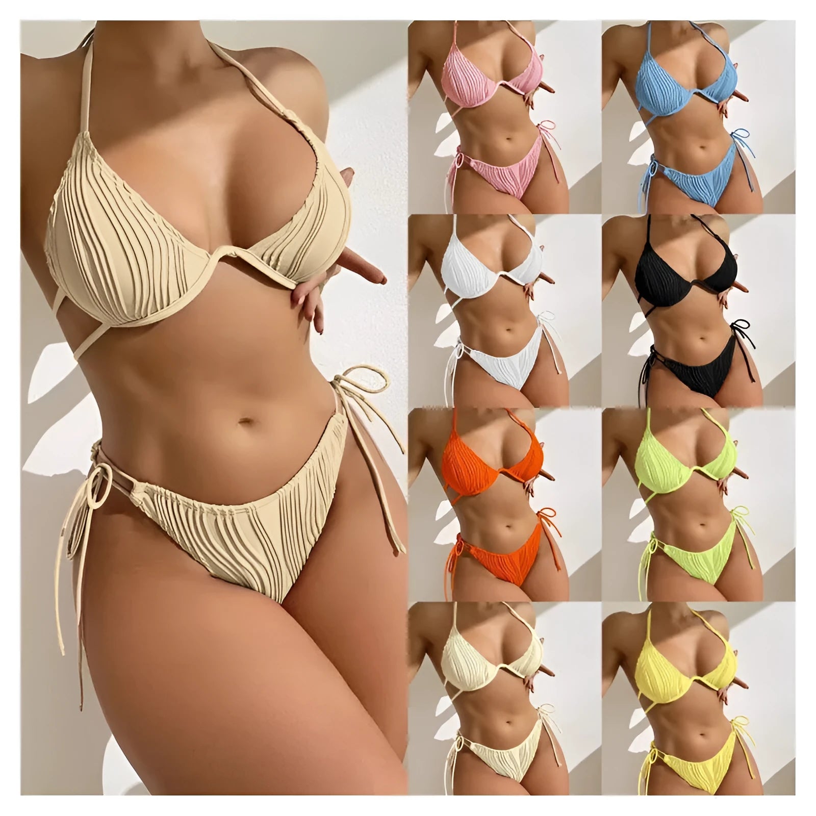Women's steel bracket underwire bikini swimsuit in polyester fabric available in multiple colours