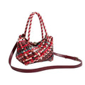 Women's colour handmade woven shoulder bag with PU construction measuring 18×11×14cm