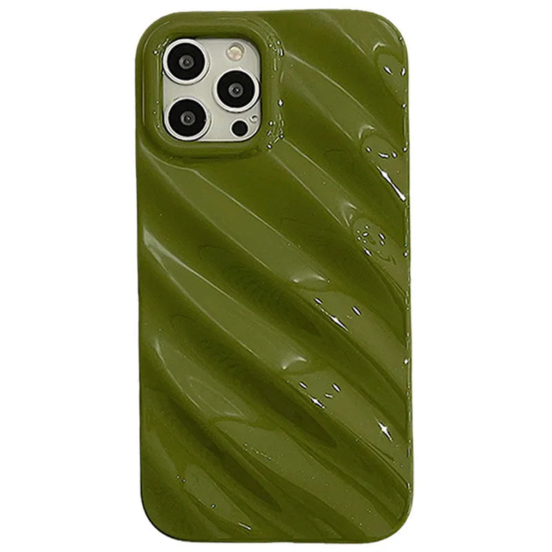 Silicone iPhone case with laser-etched pleated Nordic design in silver colour
