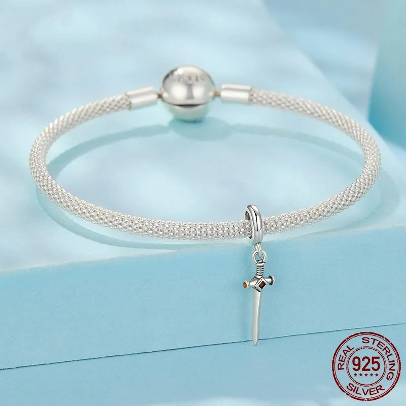 S925 sterling silver bead DIY pendant part with inlay finish, 2.5x0.6cm aperture 0.45cm, colour SCC3124
