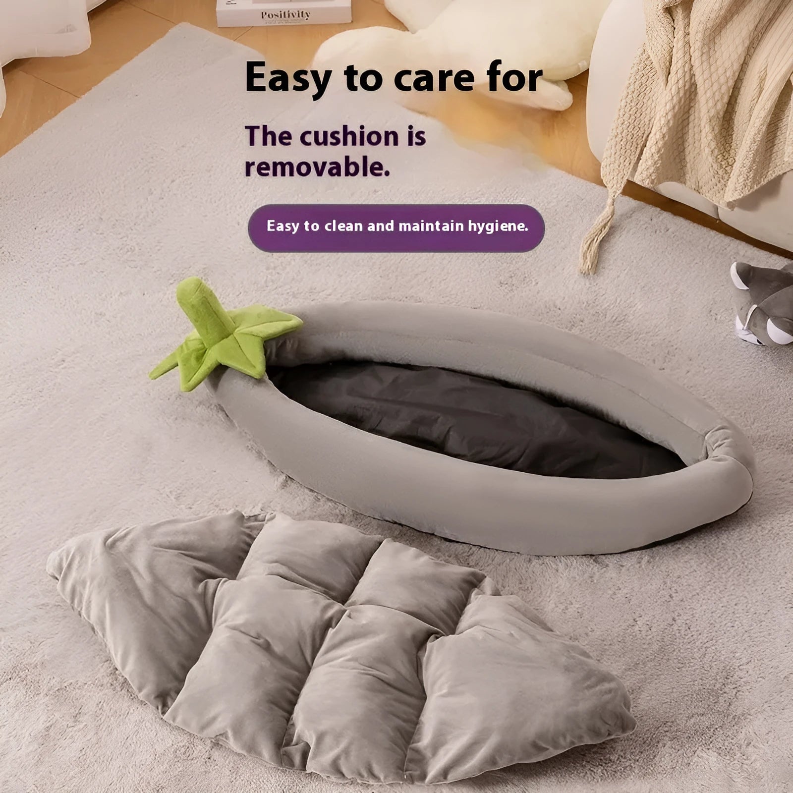 A removable washable dog bed mat in purple, shown in a large XXL size for dogs up to 29kg.