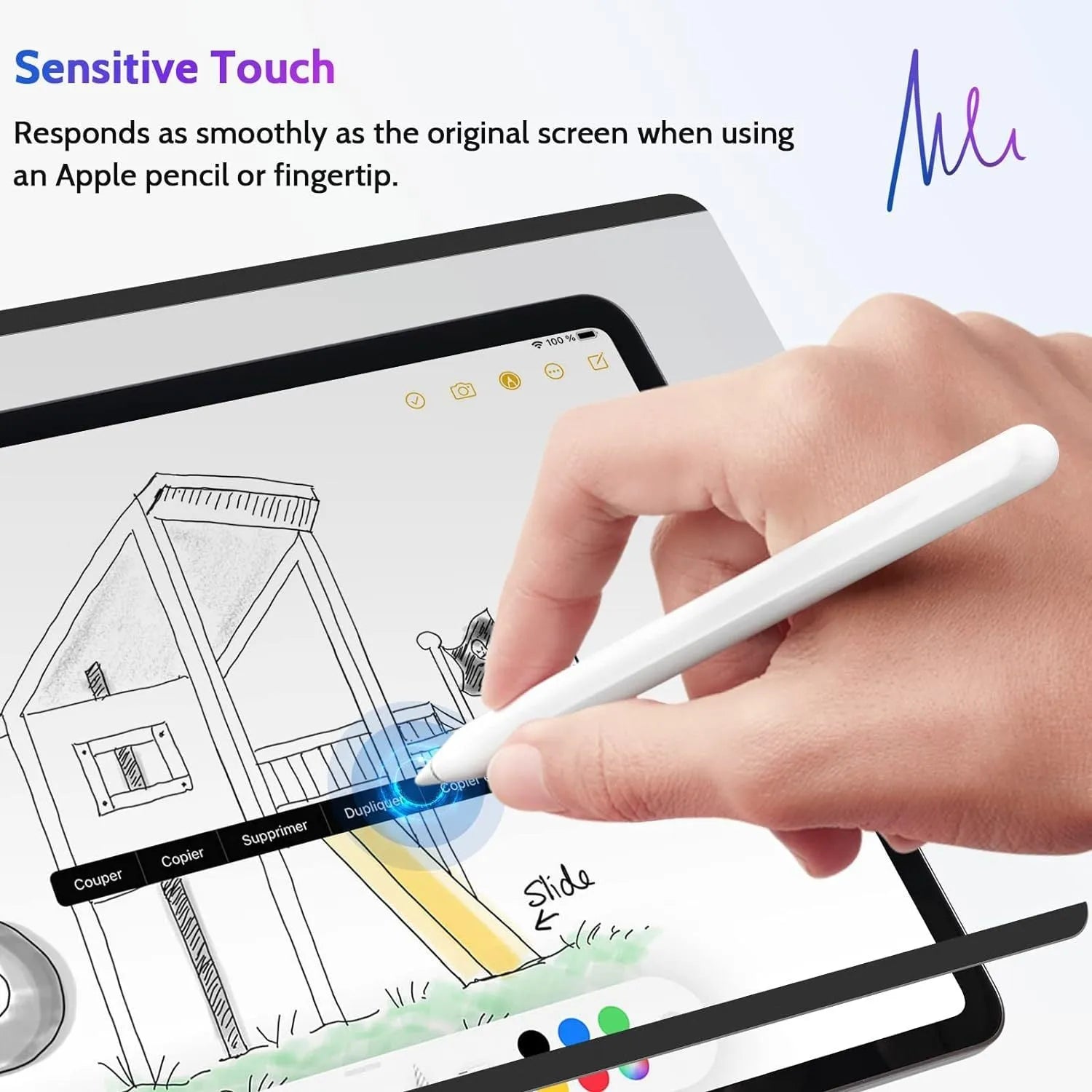 Magnetic anti peeping privacy film and storage clip for iPad on a tablet screen