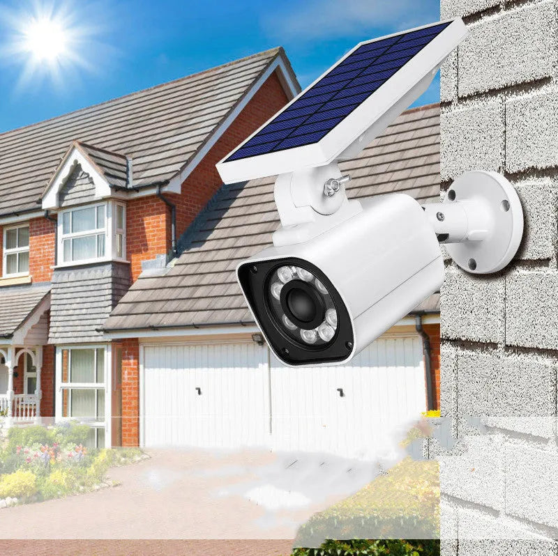 Solar garden light with simulation camera, 5W LED, IP67 waterproof, white 18 lights, aluminium alloy and ABS housing