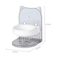Grey pet bowl with removable hanging cage and adjustable height for feeding