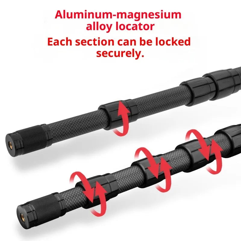 Carbon telescopic fishing rod with free orientation spool, 1.3m to 3.0m lengths, carbon fibre construction