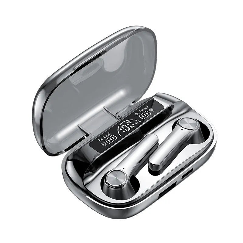 Wireless Bluetooth TWS sports headphones in earplug design with touch controls.