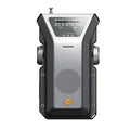 Multifunctional outdoor solar hand-crank radio flashlight with AM FM weather band USB charging 4000mAh ABS silver gray