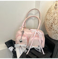 Soft PU shoulder bag with double straps in horizontal square shape