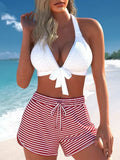 Women's halter swimsuit with chest pad and high waist, picture colour, sizes S-3XL