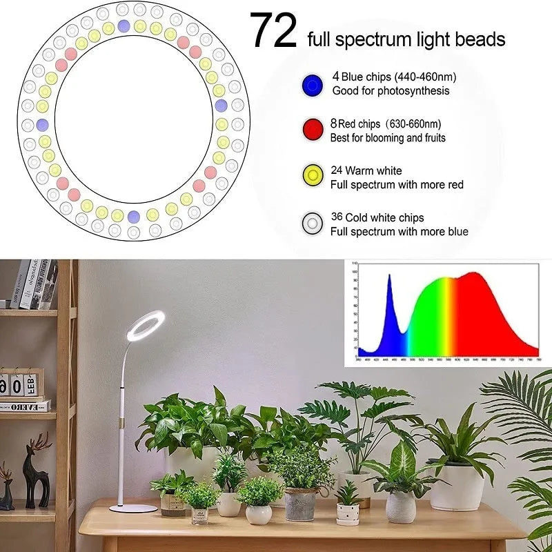 6-inch angel ring retractable floor grow light with aluminium alloy head and adjustable stand
