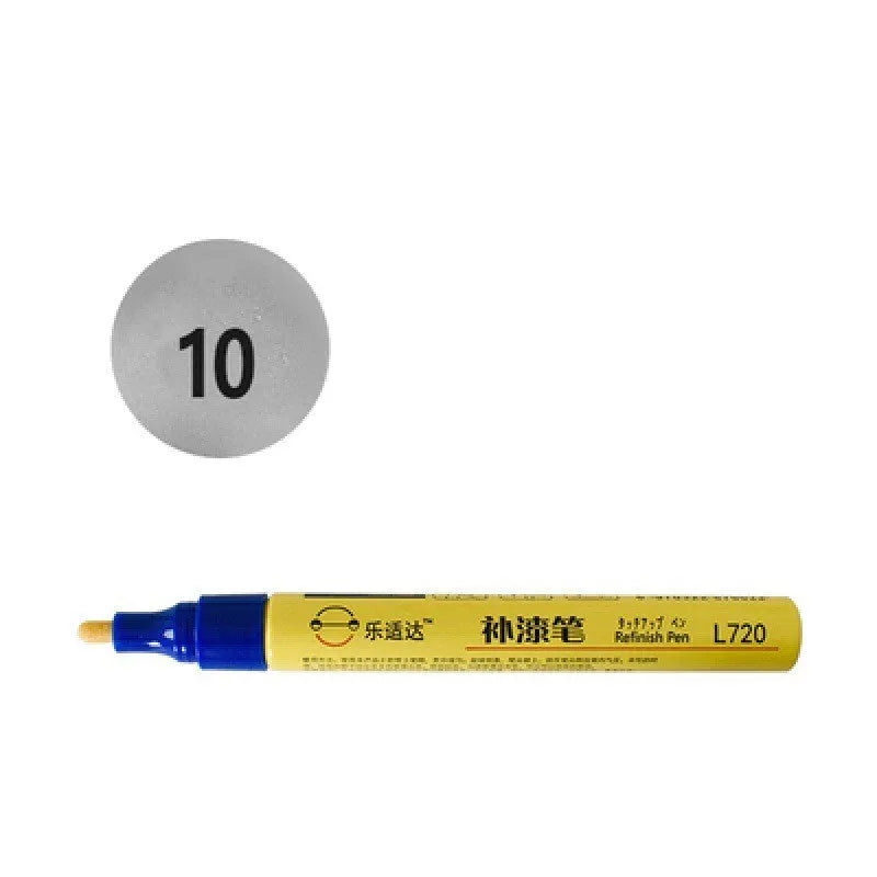 Car paint touch up pen in black with brush tip for scratch repair on a car body panel