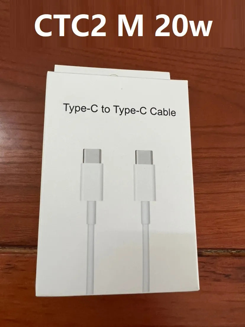 White 20W USB-C UK wall charger with a fixed three-pin plug and a USB-C cable.