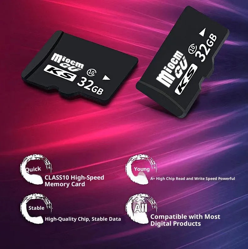 Black TF card 32GB C10 high speed memory card for phones cameras monitoring driving recorders