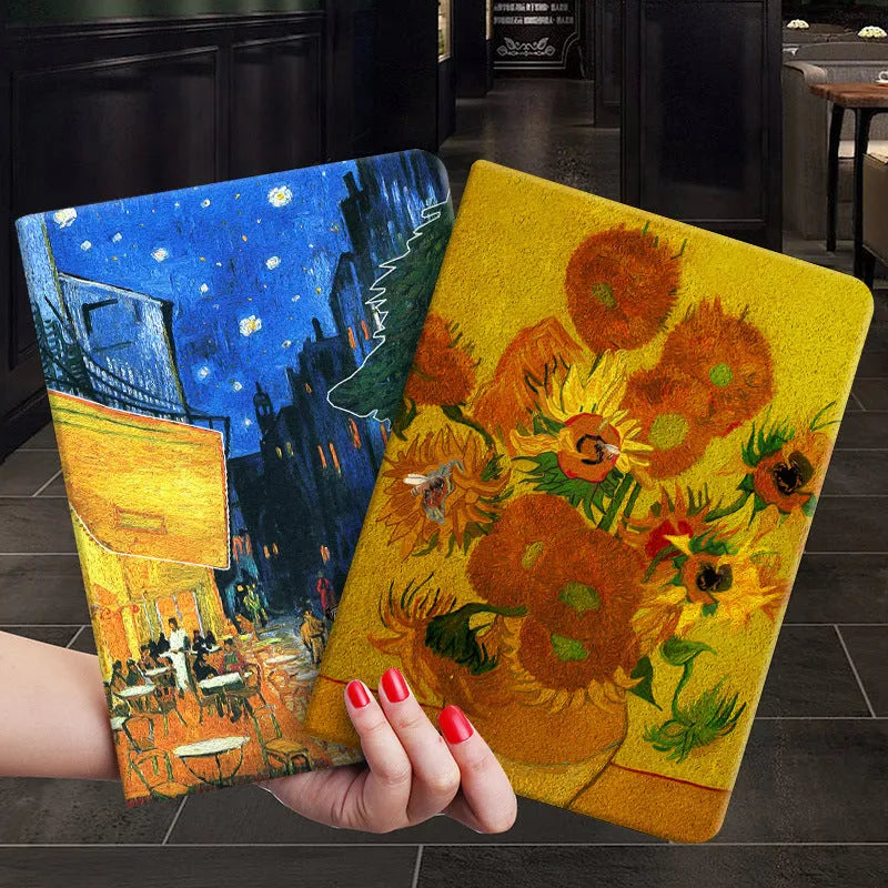 Handmade liquid silicone flip case for iPad in Apricot Flower colour with floral design.