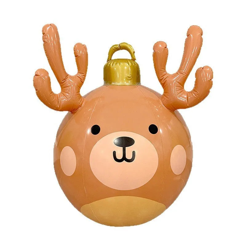 Inflatable Christmas ball with antlers design in PVC for outdoor yard decoration