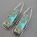 Retro patterned bohemian geometric zinc alloy drop earrings with drip glue finish, colour ER-36, 10g
