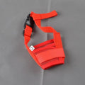 Adjustable plastic dog muzzle shown in multiple colours and sizes for medium and large breeds.