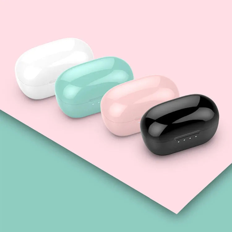 Wireless Bluetooth stereo earbud headset in black colour with bilateral design