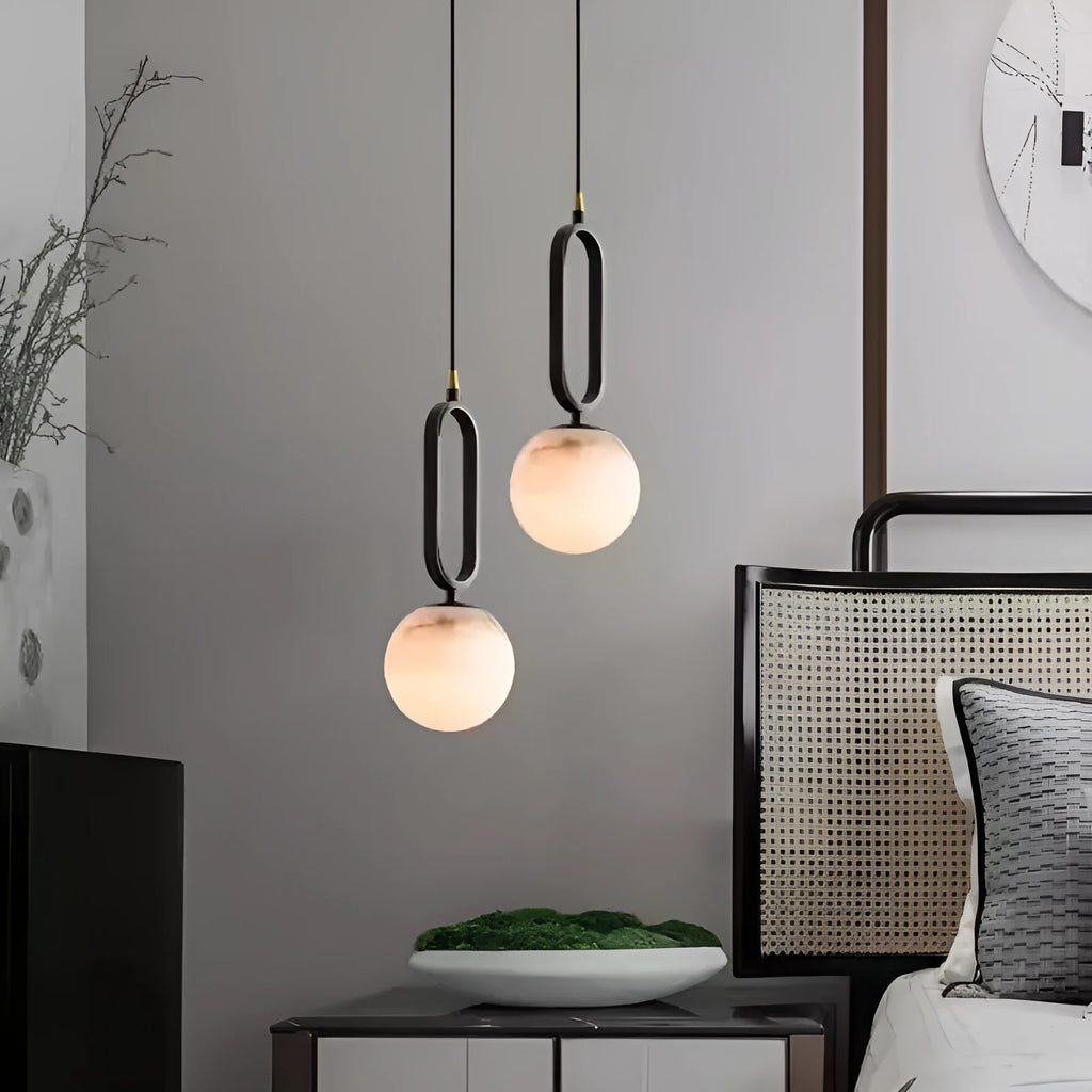 Nordic creative living room wall light with marble shade and copper fixture in black 12cm size