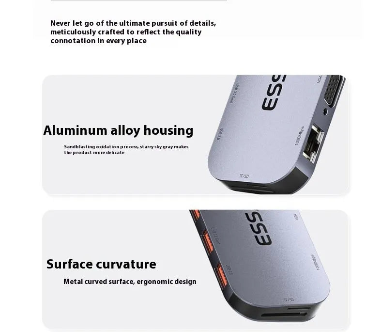11-in-1 USB-C expansion dock with Gigabit Ethernet port, HDMI, USB ports, and card readers