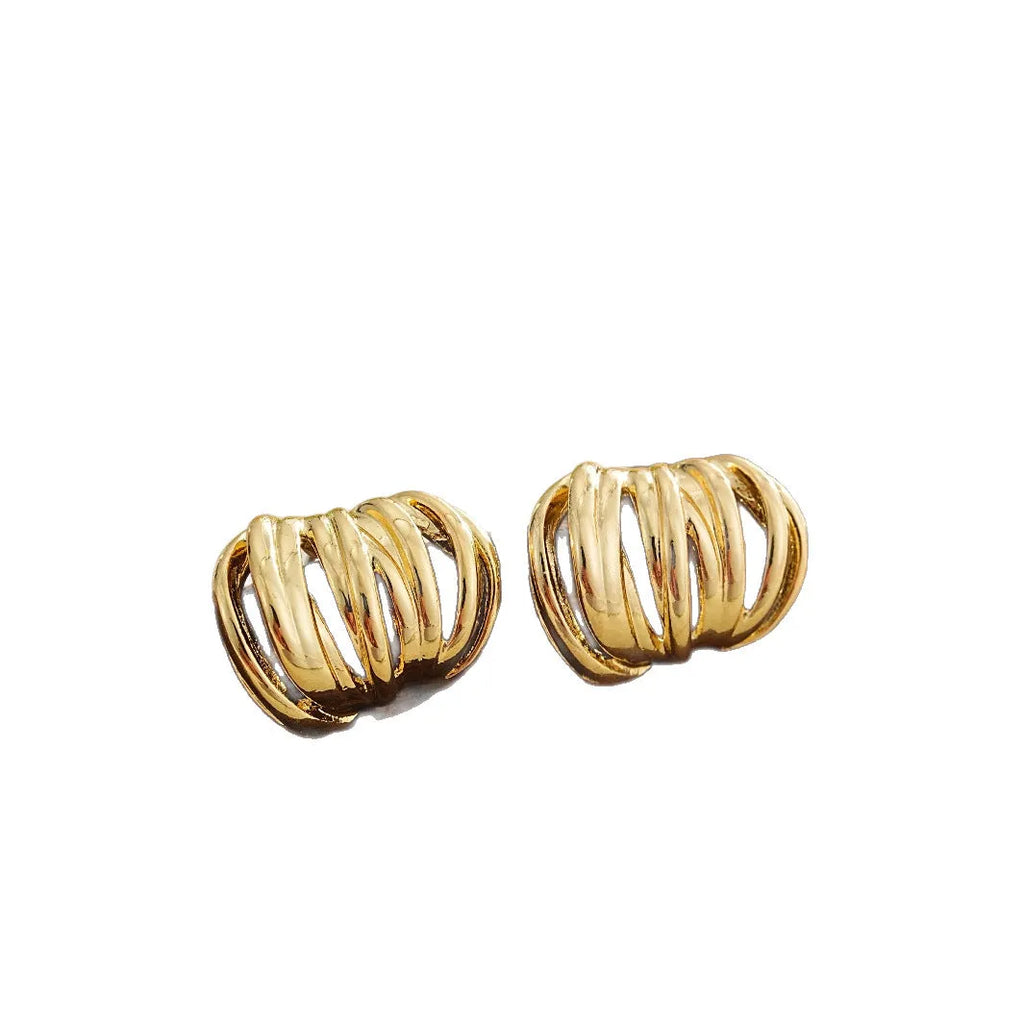 Gold metal ear loops with niche design for converting stud earrings into loop style
