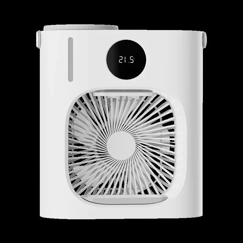 White USB refrigeration air conditioner fan with timing screen display, 276x229x148 mm