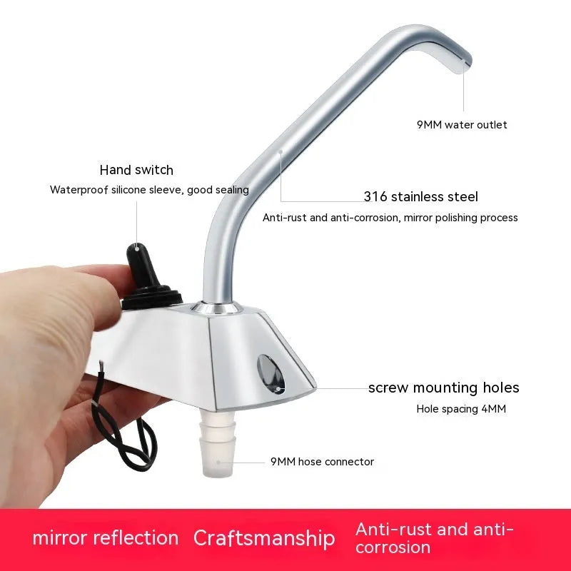Electronic control RV kitchen faucet with mirror polished 316 stainless steel finish