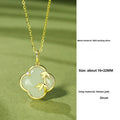 Hetian Jade leaf design bracelet and necklace set in national style.