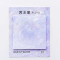 Square planet oil painting sticky notes pad showing Earth, Mars, Mercury designs