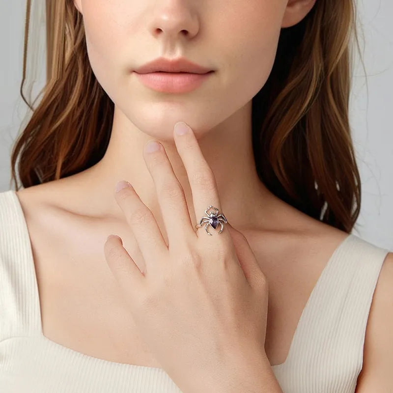 Niche S925 sterling silver animal zodiac ring with inlaid zircon on a white background